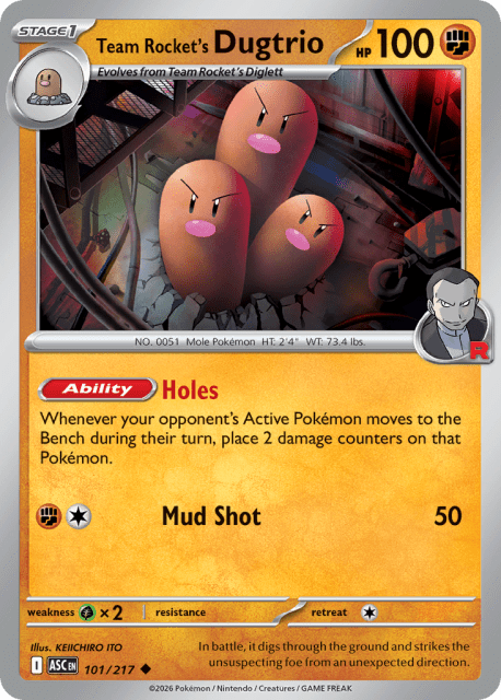 Team Rocket's Dugtrio (Rocket Reverse Holofoil) (101) — Ascended Heroes