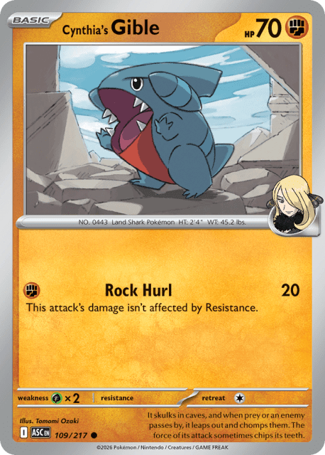 Cynthia's Gible (Poke Ball Reverse Holofoil) (109) — Ascended Heroes