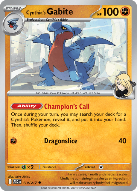Cynthia's Gabite (Energy Reverse Holofoil) (110) — Ascended Heroes