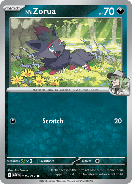 N's Zorua (Energy Reverse Holofoil) (136) — Ascended Heroes