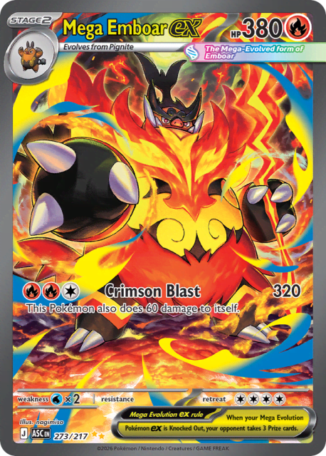 Mega Emboar ex (Holofoil) (273) — Ascended Heroes