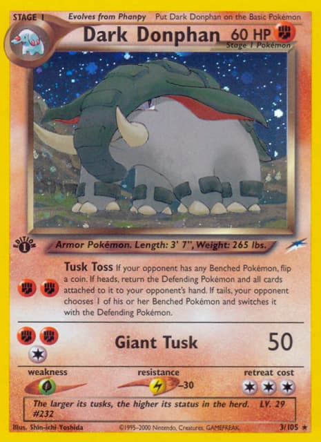 Dark Donphan (First Edition Holofoil) (3) — Neo Destiny