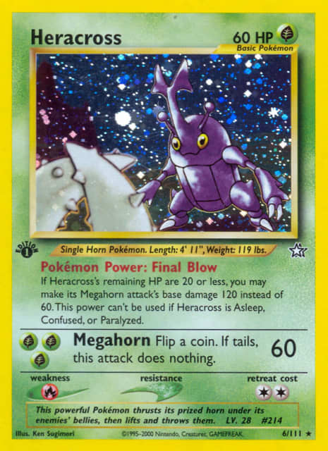 Heracross (First Edition Holofoil) (6) — Neo Genesis