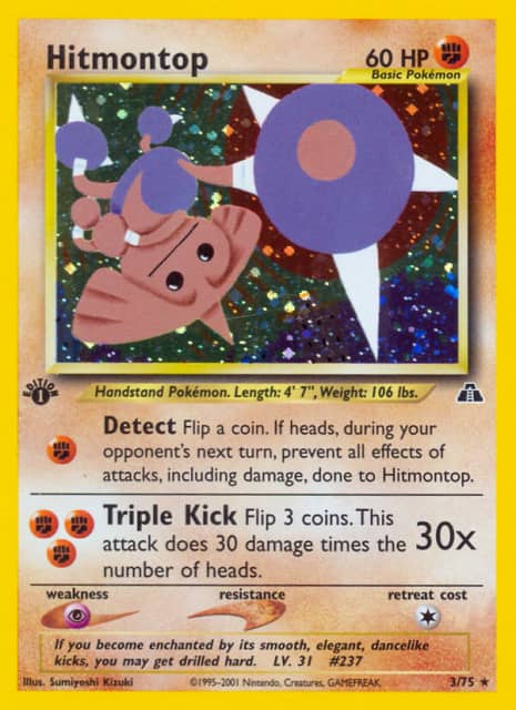 Hitmontop (Unlimited Holofoil) (3) — Neo Discovery