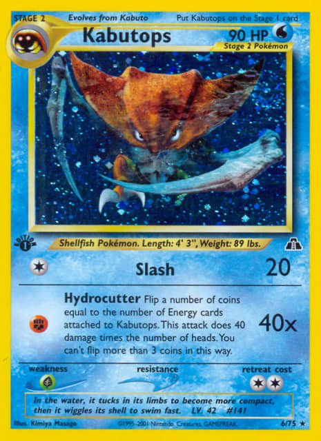 Kabutops (Unlimited Holofoil) (6) — Neo Discovery