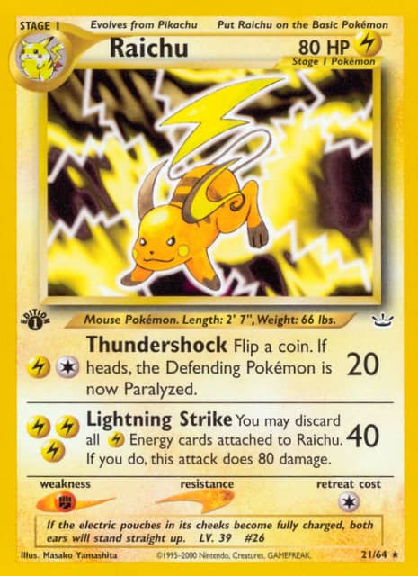 Raichu (First Edition) (21) — Neo Revelation
