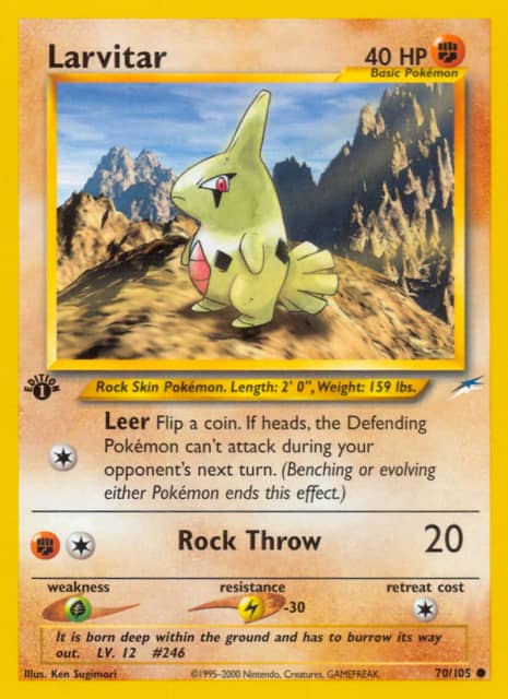 Larvitar (First Edition) (70) — Neo Destiny