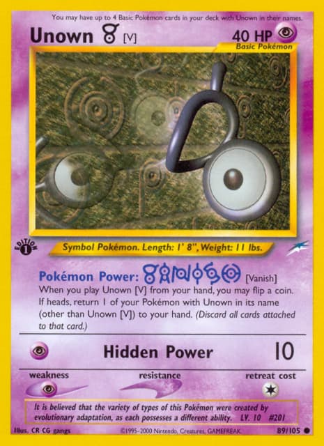 Unown [V] (First Edition) (89) — Neo Destiny