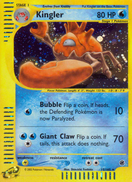 Kingler (Reverse Holofoil) (15) — Expedition Base Set