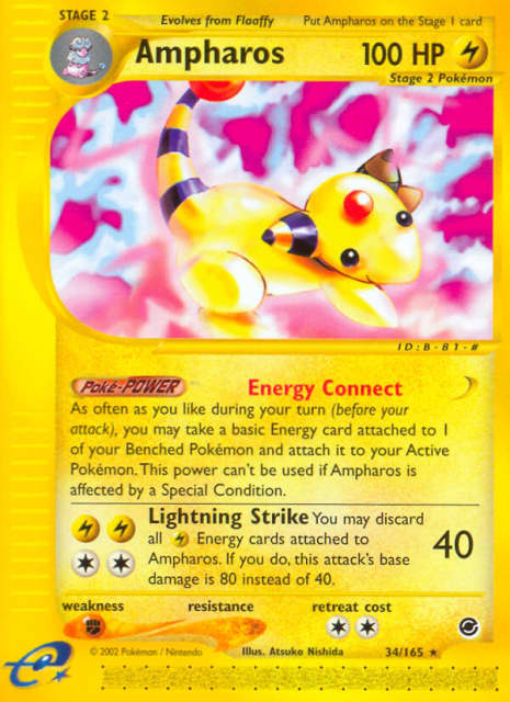Ampharos (Reverse Holofoil) (34) — Expedition Base Set