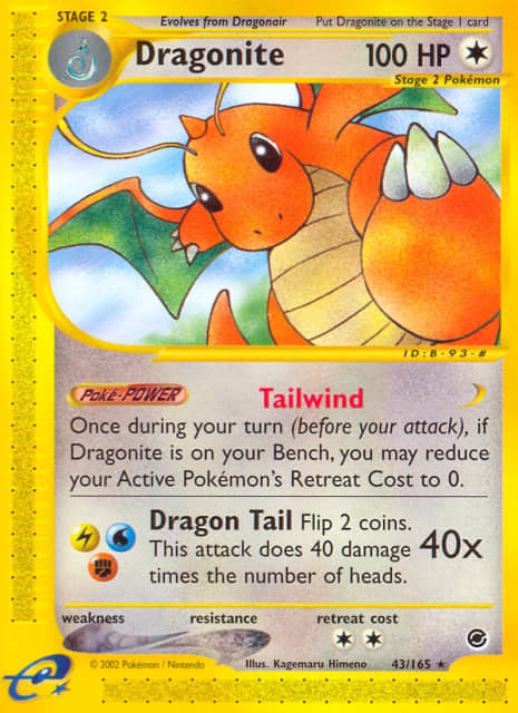 Dragonite (Reverse Holofoil) (43) — Expedition Base Set