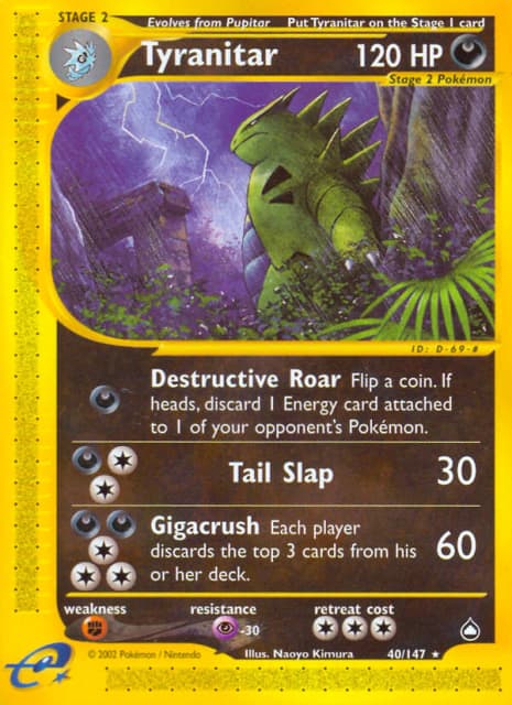 Tyranitar (Reverse Holofoil) (40) — Aquapolis