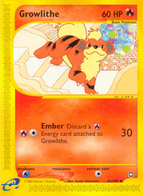 Growlithe (Reverse Holofoil) (51) — Aquapolis