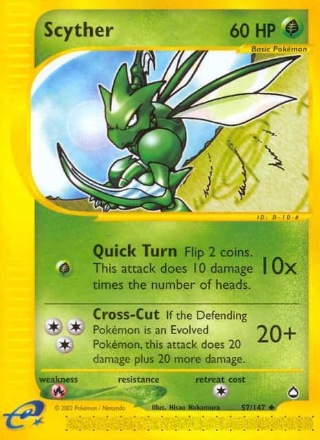 Scyther (Reverse Holofoil) (57) — Aquapolis