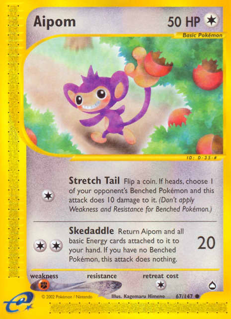 Aipom (Reverse Holofoil) (67) — Aquapolis