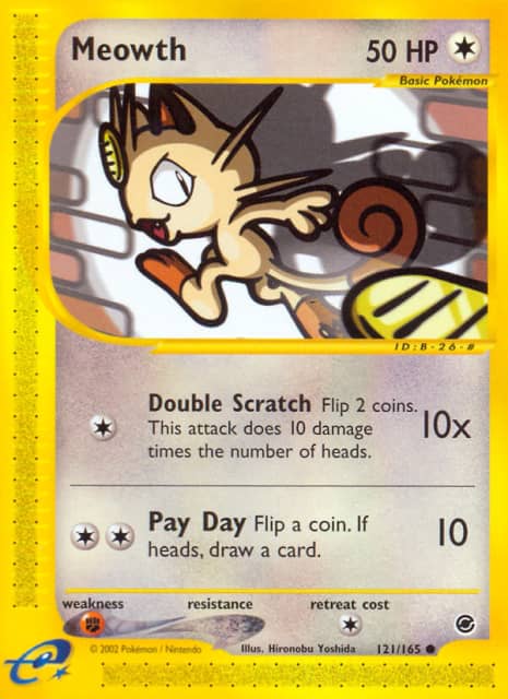 Meowth (Reverse Holofoil) (121) — Expedition Base Set