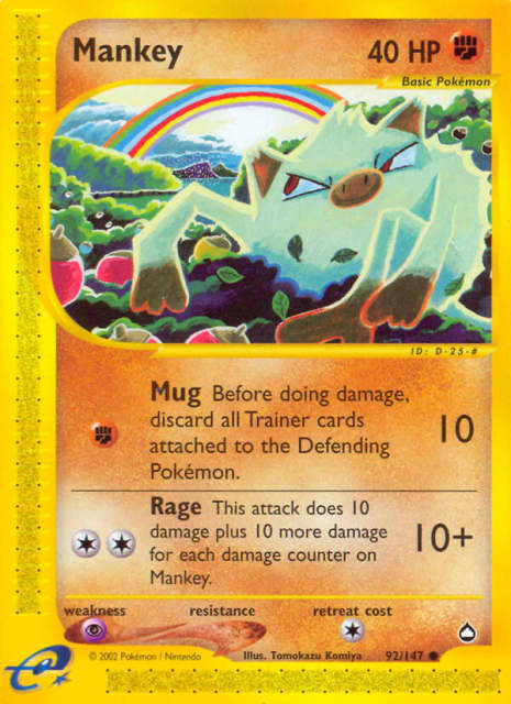 Mankey (Reverse Holofoil) (92) — Aquapolis