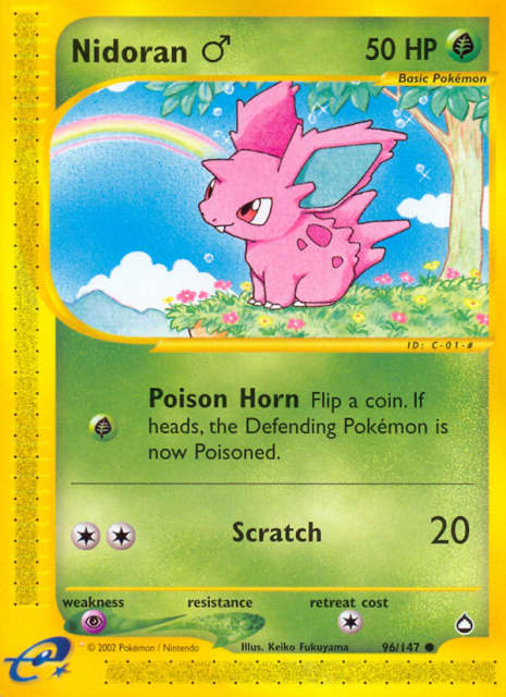 Nidoran ♂ (Reverse Holofoil) (96) — Aquapolis