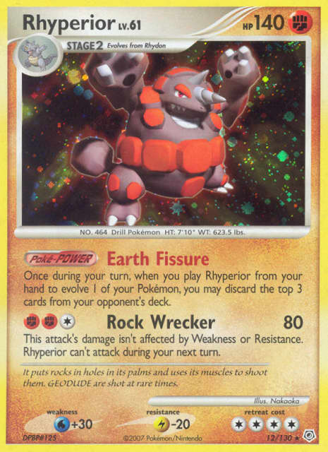 Rhyperior (Reverse Holofoil) (12) — Diamond & Pearl