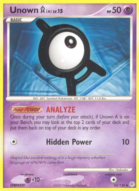 Unown [A] (Reverse Holofoil) (65) — Diamond & Pearl