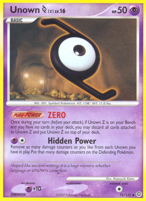 Unown [Z] (Reverse Holofoil) (72) — Secret Wonders