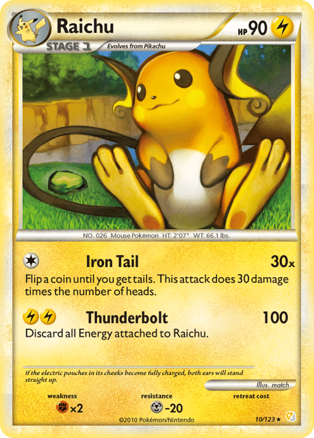Raichu (Cracked Ice Holofoil) (10) — HeartGold & SoulSilver