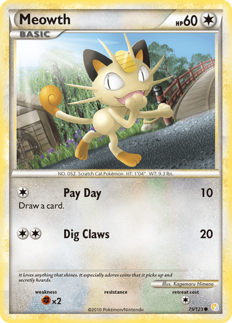 Meowth (Reverse Holofoil) (75) — HeartGold & SoulSilver