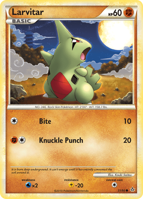 Larvitar (Reverse Holofoil) (51) — HS—Unleashed