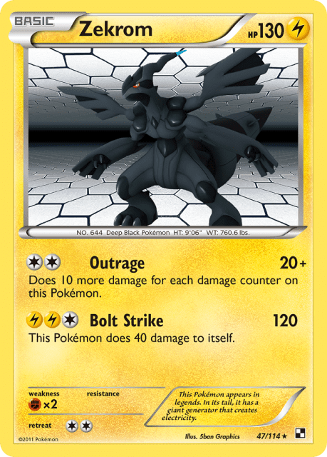 Zekrom (Reverse Holofoil) (47) — Black & White