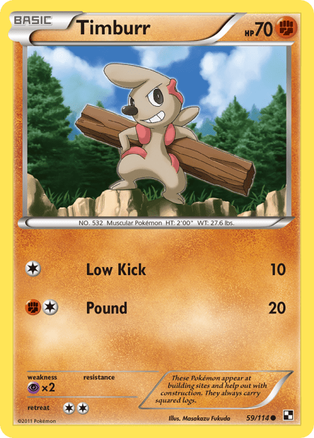 Timburr (Reverse Holofoil) (59) — Black & White