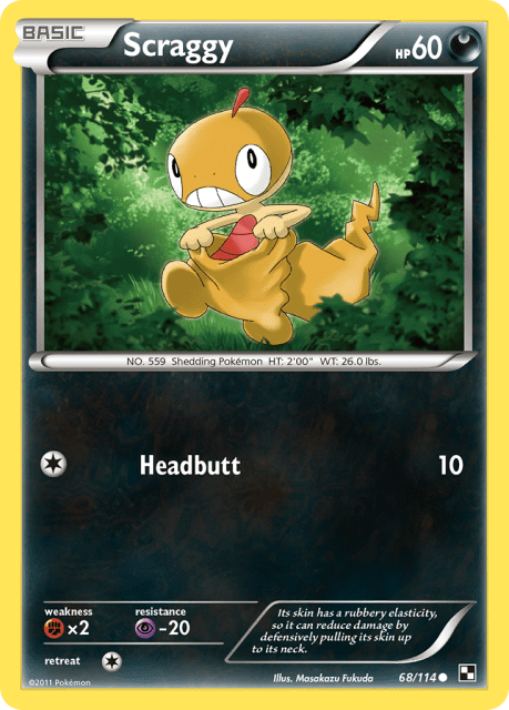 Scraggy (Reverse Holofoil) (68) — Black & White