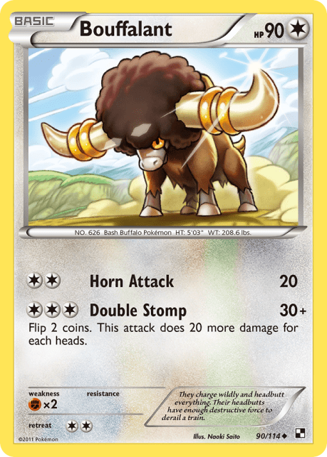Bouffalant (Reverse Holofoil) (90) — Black & White