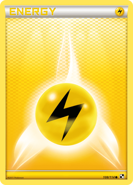 Lightning Energy (League Stamp) (108) — Black & White