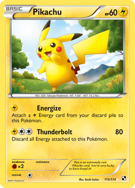 Pikachu (Holofoil) (115) — Black & White