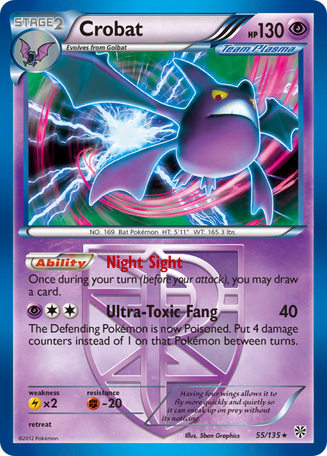 Crobat (Reverse Holofoil) (55) — Plasma Storm