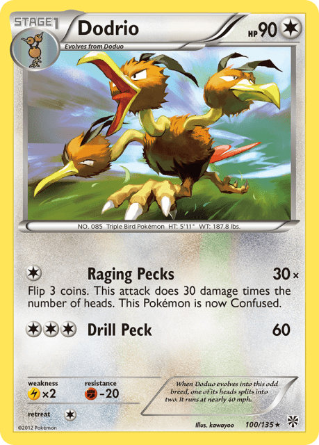 Dodrio (Reverse Holofoil) (100) — Plasma Storm