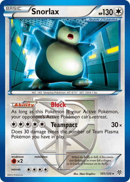 Snorlax (Reverse Holofoil) (101) — Plasma Storm