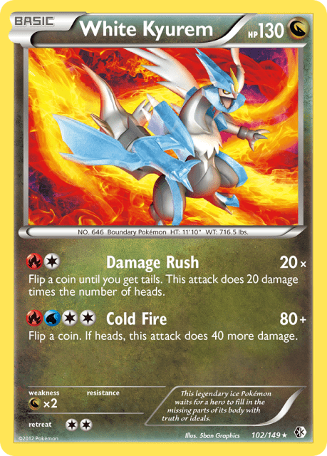 White Kyurem (Reverse Holofoil) (102) — Boundaries Crossed