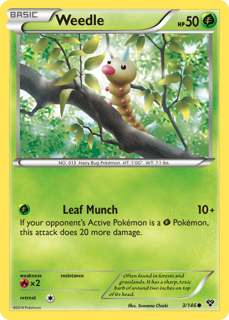 Weedle (Reverse Holofoil) (3) — XY