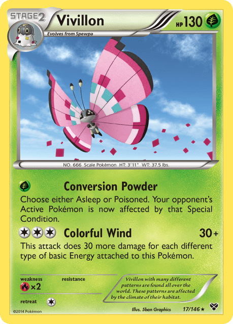 Vivillon (Meadow Pink Holofoil) (17) — XY