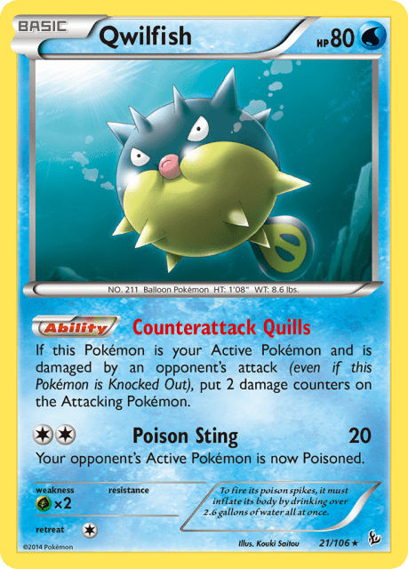 Qwilfish (Reverse Holofoil) (21) — Flashfire
