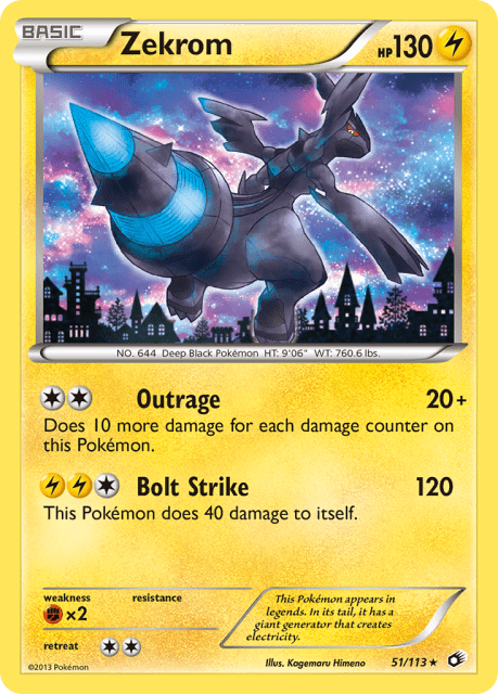 Zekrom (Reverse Holofoil) (51) — Legendary Treasures