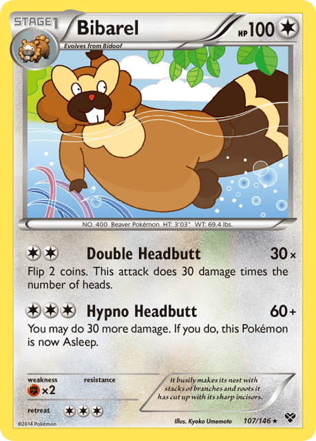 Bibarel (Reverse Holofoil) (107) — XY