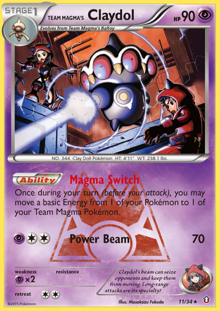 Team Magma's Claydol (Holofoil) (11) — Double Crisis
