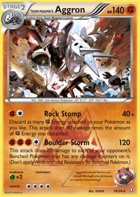 Team Magma's Aggron (Reverse Holofoil) (14) — Double Crisis
