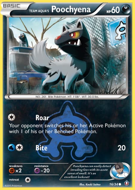 Team Aqua's Poochyena (Reverse Holofoil) (16) — Double Crisis