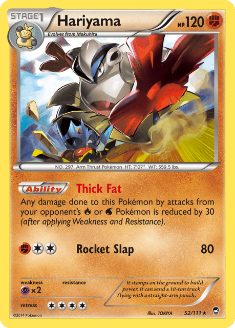 Hariyama (Reverse Holofoil) (52) — Furious Fists
