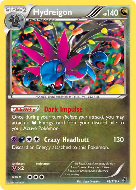 Hydreigon (Reverse Holofoil) (74) — Phantom Forces