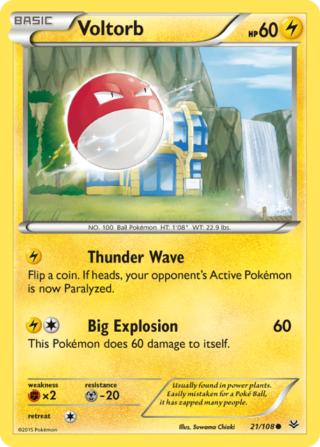Voltorb (Reverse Holofoil) (21) — Roaring Skies