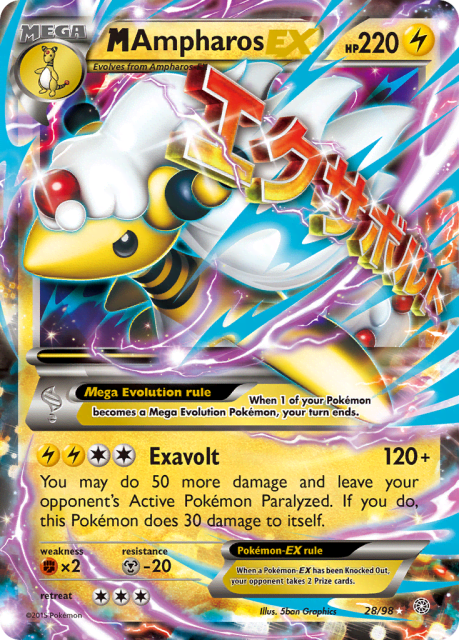 M Ampharos-EX (Holofoil) (28) — Ancient Origins